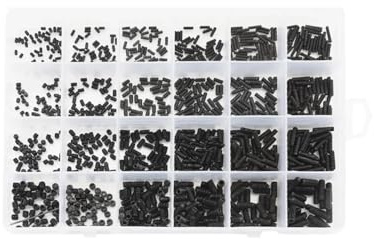 AQXYWYUI Innensechskant-Ringschneide-Stellschraube M2 M2.5 M3 M4 M5 M6 M8 12.9 Kohlenstoffstahl, Madenschrauben-Sortiment mit Innensechskant und ohne Kopf(M2-M4 1084pcs)