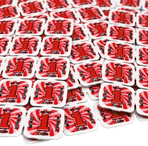 CombiCraft Jetons avec Plaque en Plastique avec 10 000 jetons séparables en Rouge à casser en 2 Demi-pièces, méthode de paiement pour Festivals et événements