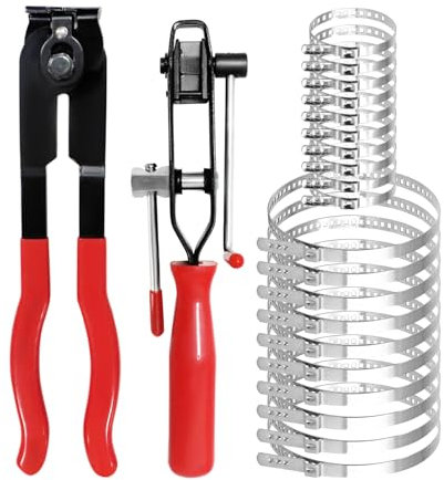 22-Piece CV Boot Clamp Pliers, Cv Boot Clips Tool Set, Stainless Steel Ear Clamp Installer with Adjustable Clamps for Car/ATV/UTV Repair (Red) - AstraLoom