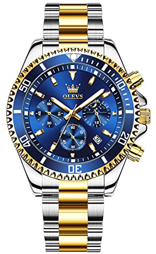 OLEVS Uhren Herren Chronograph Wasserdicht Analog Quarz Uhr Herren Mode Lässig Business Leuchtend Edelstahl Großgesicht Herrenuhr