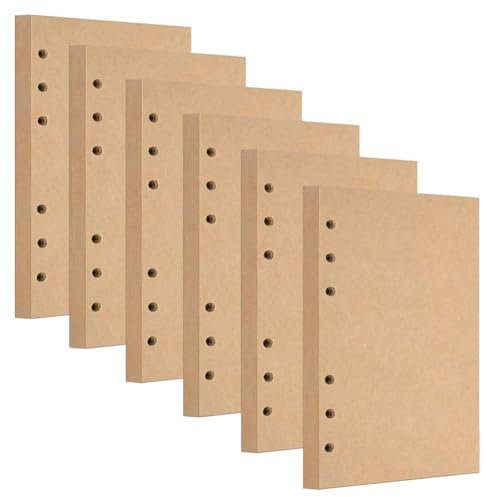 6 Pack A5 Nachfüllpapier 6 Loch Kraftpapier Papier Blanko 270 Blätter/ 540 Seiten Refill Paper Notizpapier für Ringbucheinlagen Nachfüllbar A5 Notizbuch