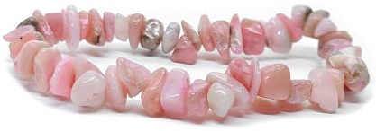 firstonthesun Pink Opal Chip Bracelet | Common Andean Opal | Polished Gemstones & Crystals | Tumbled Stone Bracelet | Bangle with Elastic Band | Unisex, Eine Grösse, Stone, Pink Opal