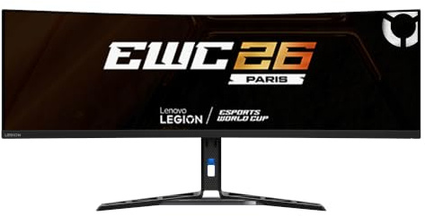 Lenovo Legion R45w-30 Monitor Gaming Curvo 44.5 DQHD (5120x1440), VA, 1ms, 165Hz (Overclock 170Hz), Altoparlanti, Regolabile, AMD FreeSync Premium Pro, HDMI 2.1 + DP + USB-C