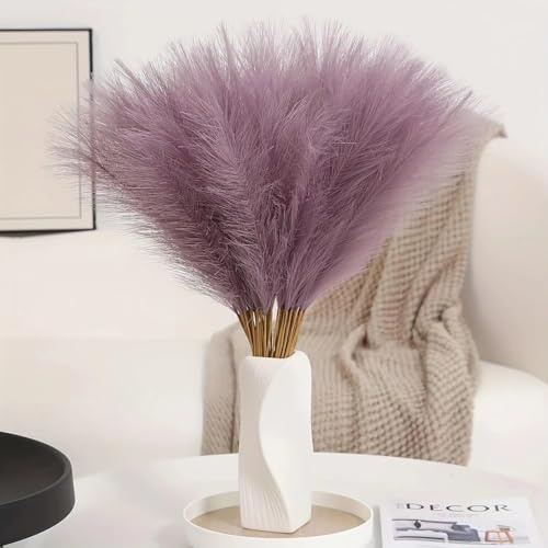 VIDSTW 30 Stück Pampasgras 55 cm für Zuhause Hochzeit (Lila) | Künstlich Trockenblumen Deko Getrocknete Blüten Flauschig Faux Pampasgras Boho