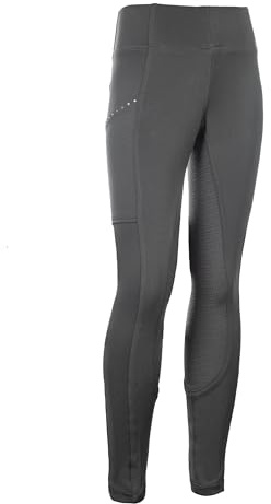 HKM Unisex Kinder Lana Style Silikon-Vollbesatz Leggings, Dunkelgrau, 6-7 Jahre