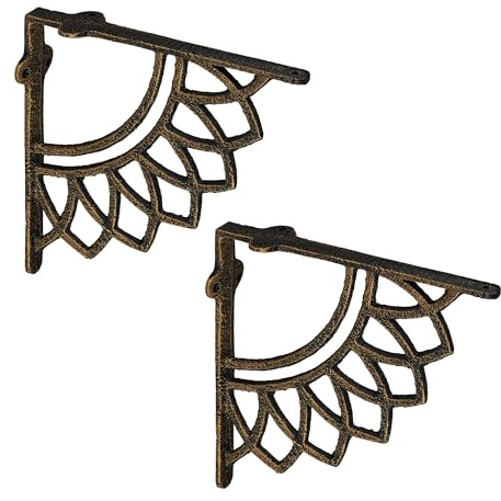 Relaxdays Reggimensola da Muro, Set da 2 Staffe per Mensole Parete, Supporti Angolari per Scaffali, Decorativo, Bronzato