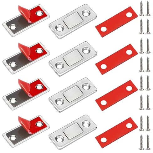 JUGUTA Calamite Per Mobili Chiusura 4 Pezzi Adesivo Chiusura Magnetica Chiusura Porta Ultra Sottile Magnetiche Per Ante Mobili Magnete Chiusura Calamita Per Cassetti Armadio Chiusure Cucina