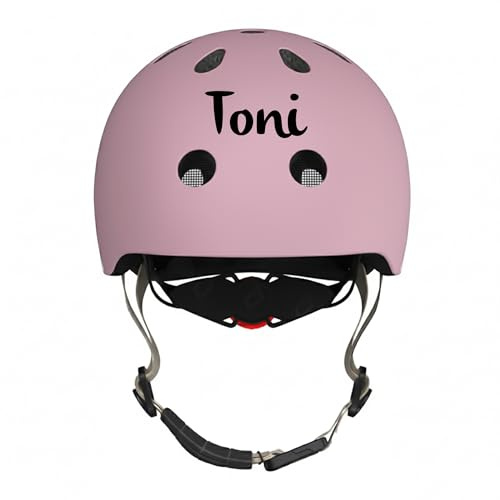 Scoot and Ride Kinderhelm personalisierbar mit Namen, Robuster Fahrradhelm Kinder Mädchen, Verstellbarer Helm Kinder inklusive LED-Sicherheitslicht S Wildberry