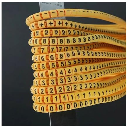 Marcadores De Cable De PVC Amarillos, Numerados del 0 Al 9, Diámetro De Cable De 0,5 A 35mm², 120/600 Unidades For Una Fácil Identificación Y Un Cableado Organizado.(1.0mm² 600pcs)