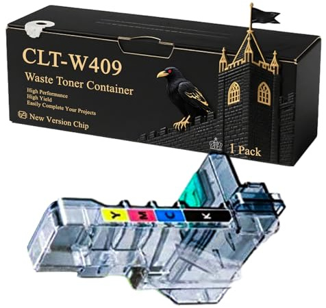 CLT-W409 Waste Toner Container Compatible for Samsung CLX-3175FW CLX-3175N CLX-3185 CLX-3185FW CLX-3185W Printers, With Chip, 5000 Pages, Vibrant Colours (1 Pack Black)