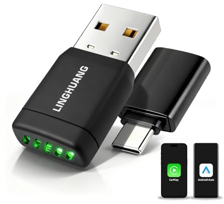 Adaptador Carplay Inalambrico & Mini Adaptador Android Auto Inalambrico | Convierte de Cableado a Inalámbrico, Plug & Play, Conexión Rápida y Estable, Compatible con iOS 10+ & Android 11+