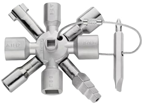 ZYEKIU Utility Key Meter Box Key Radia Radiator Valve Spanner Multi Functional Universal Cross Key, Electricians Valve Tool Stainless Steel Electric, for Elevator, Radiator, Meter Box