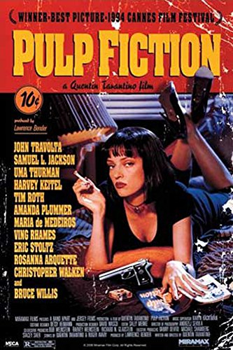 empireposter Pulp Fiction Filmplakat Filmposter Kino Movie Quentin Tarantino Uma Thurman John Travolta - Grösse 61x91,5 cm + Wechselrahmen, Shinsuke® Maxi MDF schwarz, Acryl-Scheibe