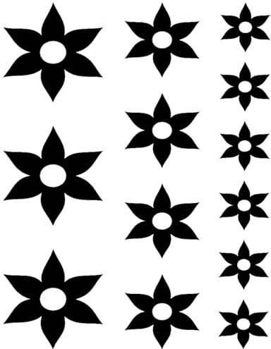 Samunshi® Blumen Aufkleber Set 6x3,5cm+4x5cm+3x7cm schwarz
