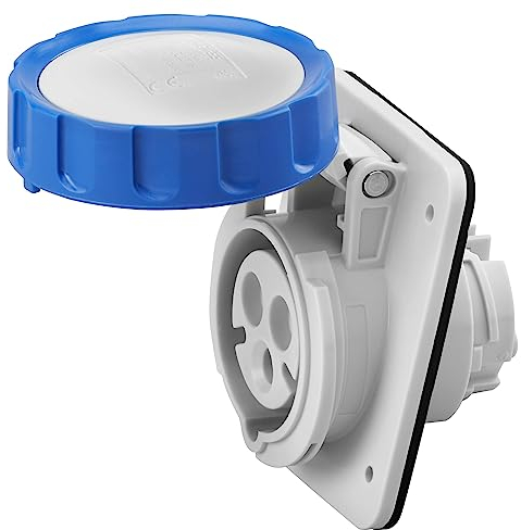 Gewiss Presa Fissa da Incasso a 10° Hp, IP66/IP67, 2P+T 16A 200-250V 50/60Hz, Blu, 6H, Cablaggio a Vite