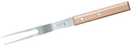 Opinel - N°124 Fourchette Parallèle - Lame 16 cm en Acier Inoxydable - Manche en Bois de Hêtre - Idéal pour Maintenir Viandes et Volailes - Garantie à Vie