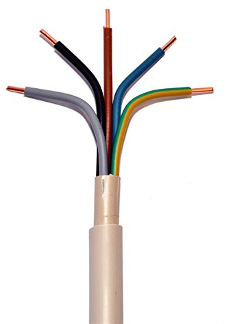 METERWARE NYM-J 5x16 mm² RM Mantelleitung grau 5x16 qmm Installationsleitung Feuchtraumleitung, jede Menge eine Länge