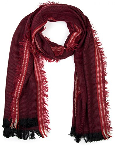 styleBREAKER Oversize Schal Streifen Muster 87x210cm | Fransen. elastisches Material. weiche Haptik. winterfest. 2-3 mal wickelbar. großzügiges Format.
