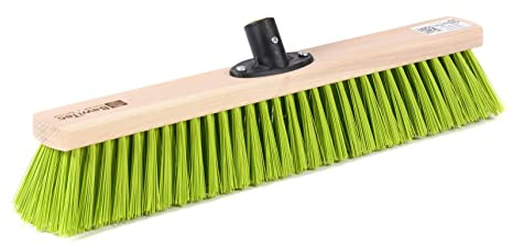 BawiTec Straßenbesen mit Elaston-Eralon-Kunststoff-Borsten neon grün, 40cm Breit/Lang, QuickFix-Stielhalterung, Besen ohne Stiel Besenstiel, Kehrbesen für draussen, Gartenbesen, Hofbesen