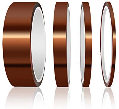 ELEGOO Nastro Resistente al Calore 33 m/108ft 4 Diverse Misure, Nastro Adesivo Alte Temperature Nastro di Trasferimento in Pellicola di Poliimmide Nessun Residuo per Saldatura e Stampa Elettronica