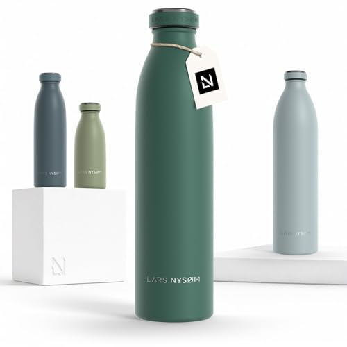 LARS NYSØM Gourde INOX 750ml | 0.75L Bouteille d’eau isolée | Gourde étanche pour Le Sport, la Bicyclette (Pine Green, 750ml)