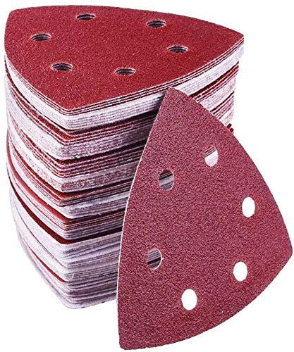 Delta-Schleifdreiecke │ 72 StüCk │ 6-Loch │ 93 X 93 X 93 Mm │ Je 12 X Korn 40/60/80/120/180/240 │ FüR Deltaschleifer │ SchleifbläTter │ Klett Schleifpads