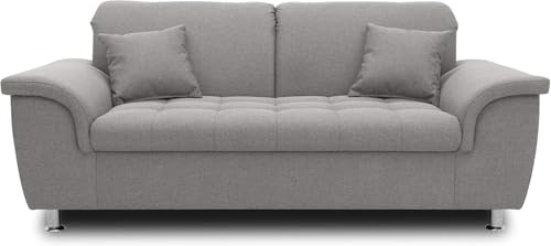 DOMO. collection Sofa Franzi, 2-Sitzer Couch, 2er Garnitur mit Nackenfunktion, Polstergarnitur 190 x 105 x 81 cm (BxTxH), grau | 2 Sitzer mit Nackenfunktion und Steppung, breite Armlehnen für Wohnkomfort, 190 x 105 x 81 cm (BxTxH)