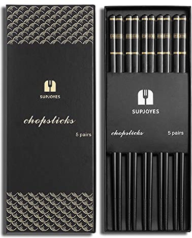 SUPJOYES Återanvändbara ätpinnar i glasfiber – japanska och kinesiska ätpinnar, diskmaskinssäker, 5 par presentset
