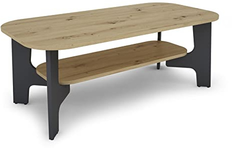 byLIVING Couchtisch Jonny, Ablageboden, B 110, H 42,5, T 55 cm | Melamin Artisan Eiche, Melamin Anthrazit