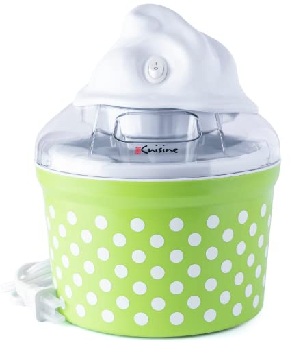 Euro Cuisine Ice Cream, Sorbet & Frozen Yogurt Maker, Homemade Gelato & Soft Serve Kids Ice Cream Maker Machine with 4 Glass Cups - Double-Insulated Freezer Bowl, Mixing Paddle, Lid - 1.5 Quart