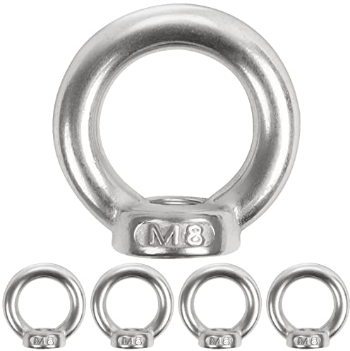 5 Stück Ringmutter M8, Leryati 304 Edelstahl Gewinde Ösenmutter, Ringösen Augenmuttern Ringmuttern, Ringschrauben for Befestigen Sie hängende Ornamente, Blumentöpfe, Schaukelständer usw.