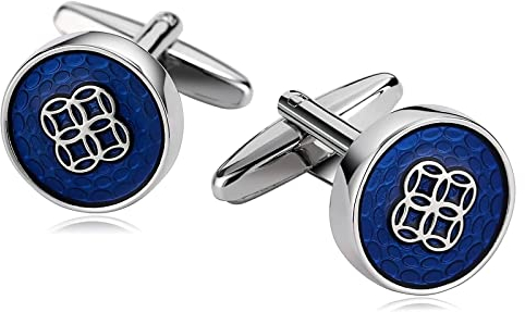 Stfery Coin Cufflinks, Manschettenknöpfe Hochzeit Silber Blau Edelstahl Kupfermünzen Anzug Accessoires Schmuck Geschenk
