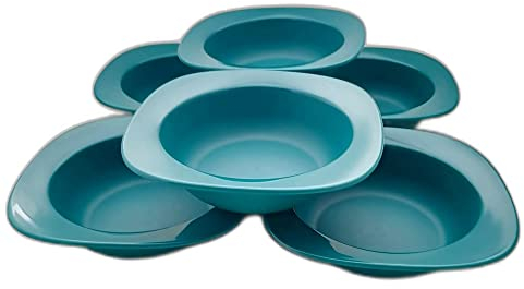 Tupperware SET (6) Allegra Teller TIEF 350 ml petrol türkis Küchenteller Suppenteller Picknick Camping Outdoor