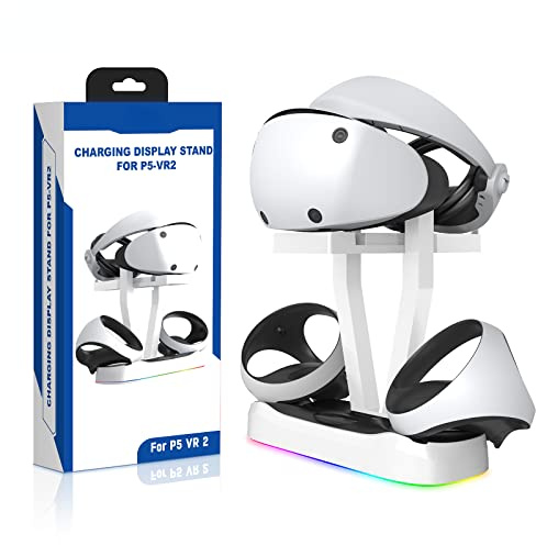 Base de carga magnética de doble controlador con luz RGB para PS5 VR2 gafas consola soporte de almacenamiento VR mango base de carga