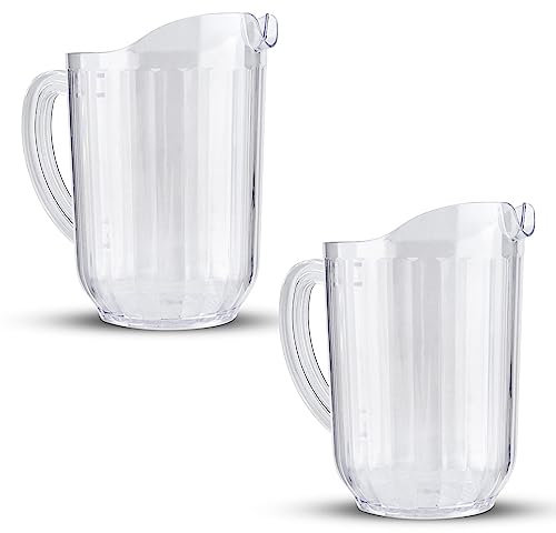 HOMESHOPA Plastic Pitcher, Clear Plastic Reusable Water Jug, 1.8 Litre Durable Multi-Use Cocktail Pitchers, Great for Picnics, BBQ’s, Poolside, Camping & Everyday Indoor Or Outdoor Use (Pack of 2)