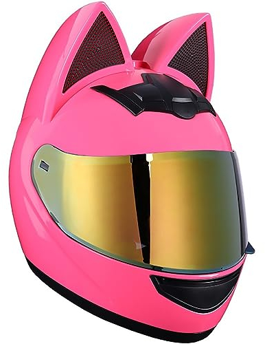 Letetexi Motorradhelm mit ECE Genehmigt Herren, Fullface Helm mit Schirm Anti Fog Doppelvisier Motorrad Klapphelm Geschlossenen Motorradhelm Katzenohren für Damen Vollvisierhelm leise