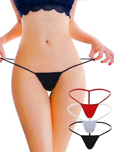MOANATURA String Femme Lot de 3 strings sexy pour femme Lingerie String Fil String Culotte Sous-vêtements Lingerie Sexy Taille unique (XS, S, M)