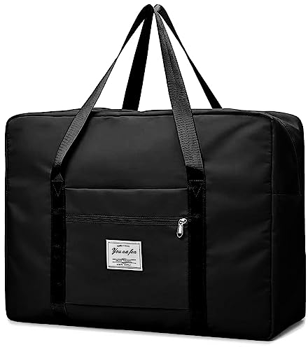 PALAMEA Groß Faltbare Handgepäck 55x40x20, 45L Leichter Reisetasche Handgepäck TUI Airways Lufthansa Reisetasche Koffer Reise Handtaschen Organizer Duffle Bag -schwarz