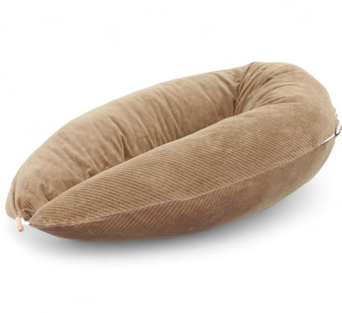 HOBEA-Germany Stillkissen Schwangerschaftskissen, Modell: Cord Taupe | OEKO-TEX® STANDARD 100 zertifiziert, IGR zertifiziert (ergonomisches Produkt) ideal zum Stillen und Schlafen für Schwangere