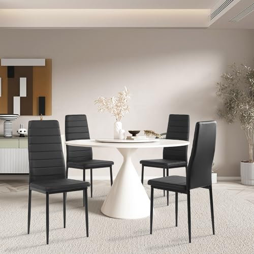 Liink1Ga Esszimmerstühle Küchenstühle 4er Set Stühle Schwarz, Moderner Gastrostühle Besucherstuhl Küchensessel Esszimmer Stühle Essstuhl mit Kunstleder Für Büro/Küche/Esszimmer/Wohnzimmer