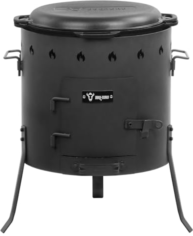 BBQ-Toro in ghisa kazan 19 litri con fornello kazan Ø 45 cm | pentola in ghisa XXL con coperchio | bollitore per gulasch, bollitore da fuoco, fornello da esterno