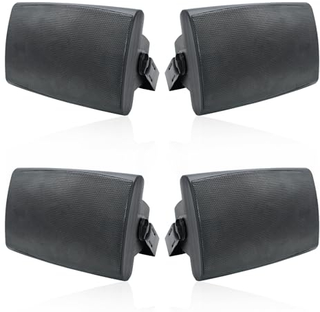 Herdio 6,5 pollici 800W altoparlanti passivi per esterni cablati impermeabili a 2 vie montati a parete con bassi adatti per Patio Piscina Deck Porch Backyard Indoor Home (2 coppie, nero)