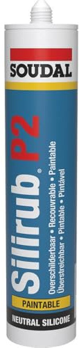 Silirub P2 - Mastic silicone neutre construction et vitrage - Soudal - Cartouche de 310 ml Noir