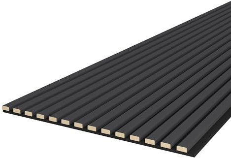 Leiste24 Akustikpaneel 2400 x 600 mm Schwarz Grau-Anthrazit | Lamellenverkleidung mit schwarzem Akustikfilz, Wandverkleidung im Lamellendekor Grau-Anthrazit für moderne Innenräume