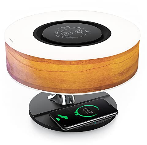 Masdio Tree of Aura Smart Bedside Table Lamp with Wireless Charge and Bluetooth Speaker Dimmable Nightstand Lamp for Bedroom