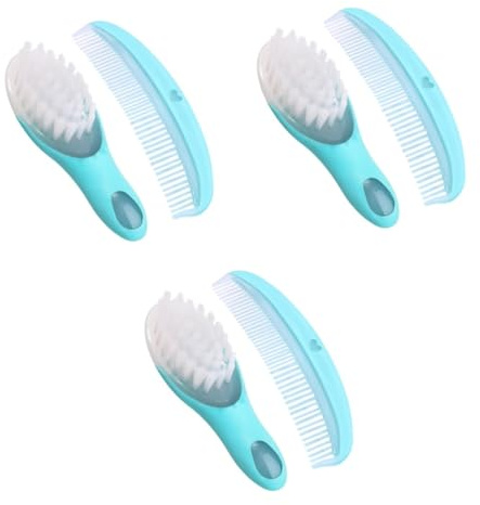 VICASKY 3sets Newborn Boy Girl Hair Brush Comb Kit Static Massage Comb for Cradle Cap Treatment