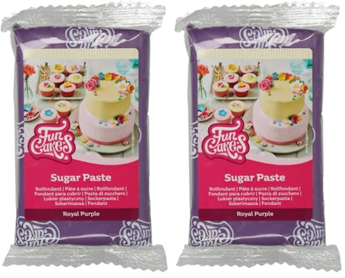 FunCakes Pasta di ZuccheroRoyal Purple: facile da usare, liscia, flessibile, morbida e pieghevole, perfetta per la decorazione di torte. Senza glutine. 250 gr (Confezione da 2)
