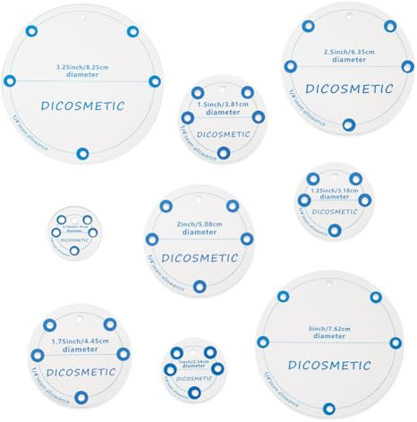 DICOSMETIC 9 Stück Runde Patchwork Lineal Transparent Nähen Schneidelineal Acryl Quilt Schablonen Patchwork-Nählineal Set Patchwork Werkzeuge Für Nähen, Quilten, Patchwork, Basteln, 0.75-3.25