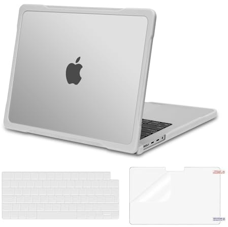 MOSISO Compatible with MacBook Pro 14 inch Case 2026-2021 M5 M4 M3 M2 M1 A3427 A3426 A3434 A3112 A3185 A3401 A2918 A2992, Soft TPU Bumper Anti-scratch Hard Shell&KeyboardCover&ScreenFilm, Translucent