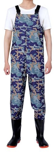 Wasserdichte Herren-Wathose zum Angeln, hohe Taille, verstellbare Camouflage-Overalls, leichte und strapazierfähige Regenhose, elastische Taille, Outdoor-Hose, durchgehende, atmungsaktive,